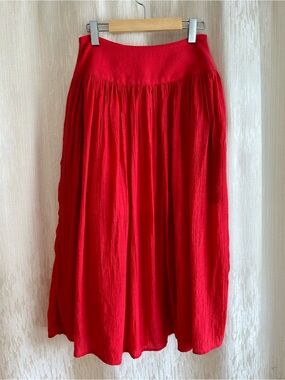 Love + Harmony Red Drop Waist Crinkle Midi Skirt-Size S